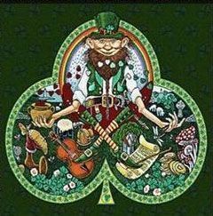 trébol irlandés con Leprechaun