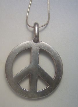 colgante hippie de paz y amor univesal de plata
